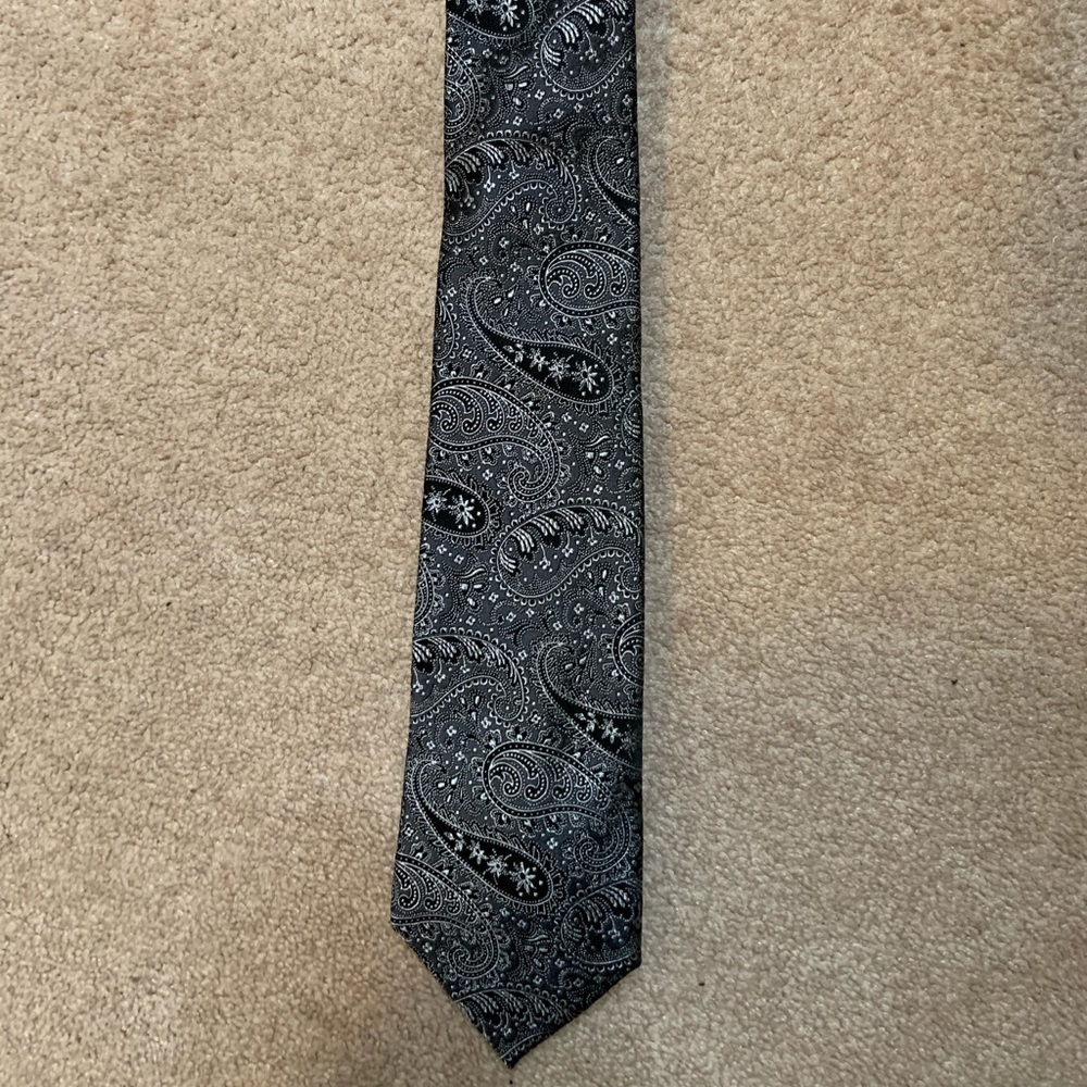 EXPRESS Paisley Neck Tie - Black, Gray